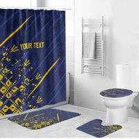 Caribbean Cricket Custom Barbados Bathroom Set Blue Bajan Broken Trident