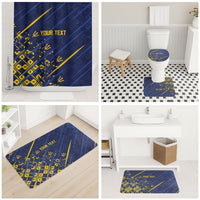 Caribbean Cricket Custom Barbados Bathroom Set Blue Bajan Broken Trident