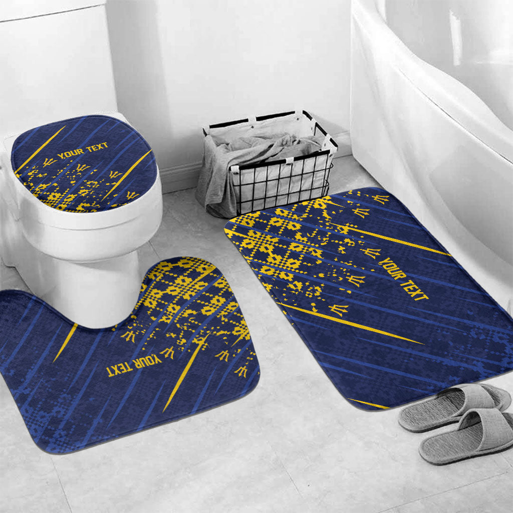 Caribbean Cricket Custom Barbados Bathroom Set Blue Bajan Broken Trident