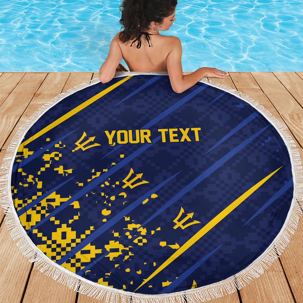 Caribbean Cricket Custom Barbados Beach Blanket Blue Bajan Broken Trident