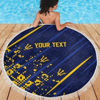 Caribbean Cricket Custom Barbados Beach Blanket Blue Bajan Broken Trident
