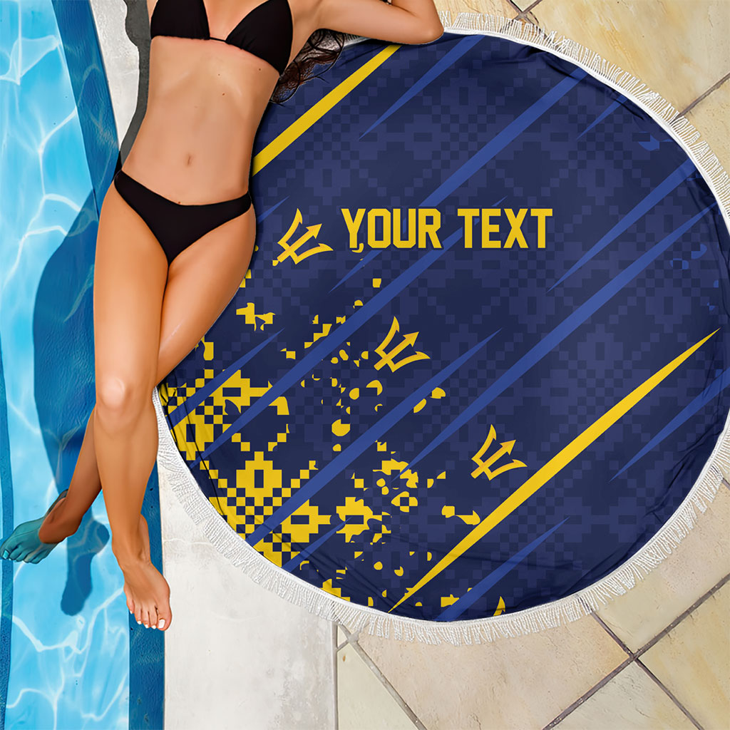 Caribbean Cricket Custom Barbados Beach Blanket Blue Bajan Broken Trident