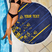 Caribbean Cricket Custom Barbados Beach Blanket Blue Bajan Broken Trident