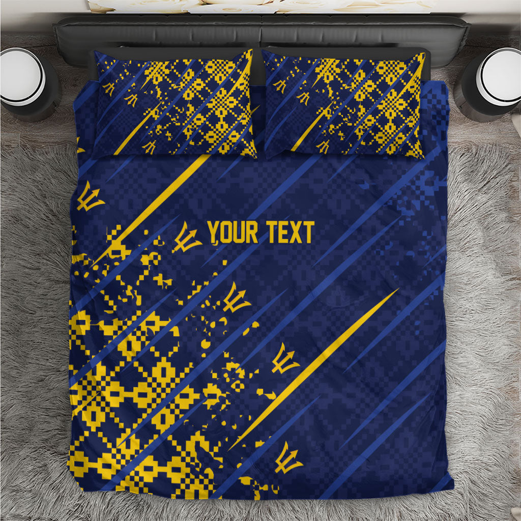 Caribbean Cricket Custom Barbados Bedding Set Blue Bajan Broken Trident