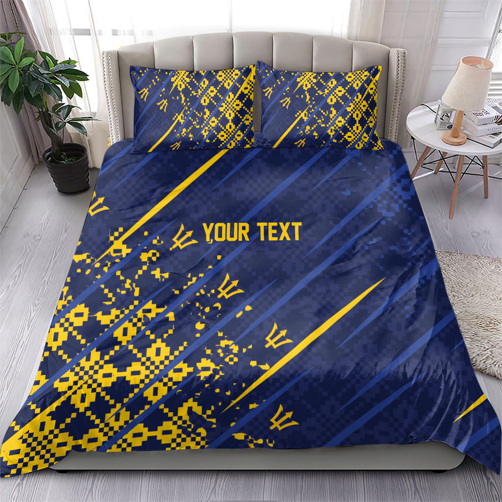 Caribbean Cricket Custom Barbados Bedding Set Blue Bajan Broken Trident