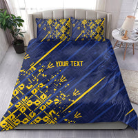 Caribbean Cricket Custom Barbados Bedding Set Blue Bajan Broken Trident