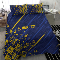 Caribbean Cricket Custom Barbados Bedding Set Blue Bajan Broken Trident
