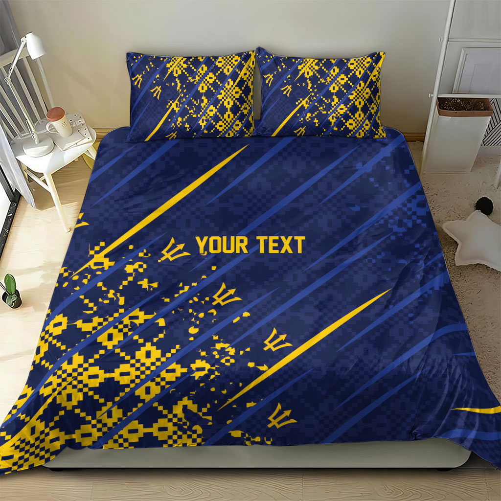 Caribbean Cricket Custom Barbados Bedding Set Blue Bajan Broken Trident