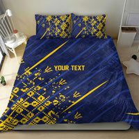 Caribbean Cricket Custom Barbados Bedding Set Blue Bajan Broken Trident