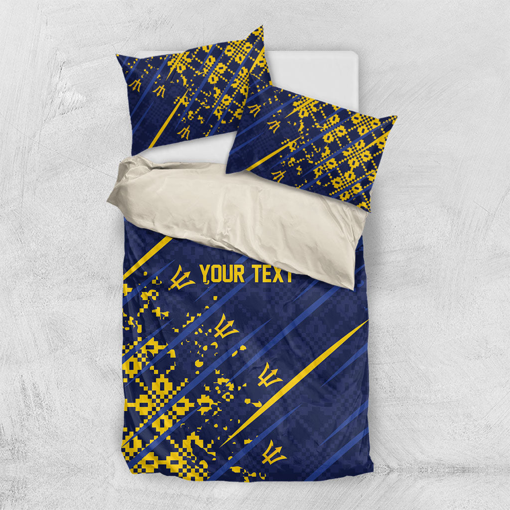 Caribbean Cricket Custom Barbados Bedding Set Blue Bajan Broken Trident