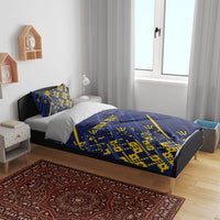 Caribbean Cricket Custom Barbados Bedding Set Blue Bajan Broken Trident