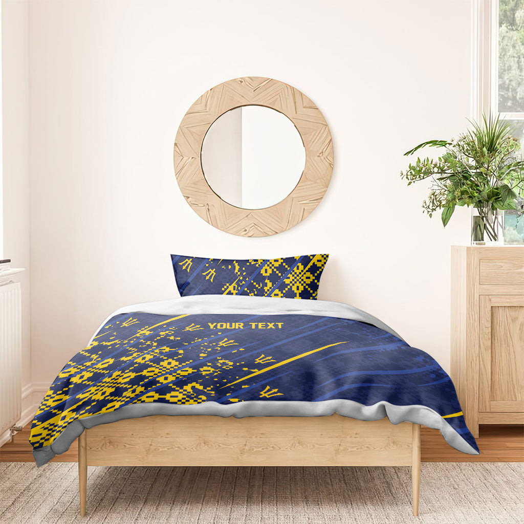 Caribbean Cricket Custom Barbados Bedding Set Blue Bajan Broken Trident