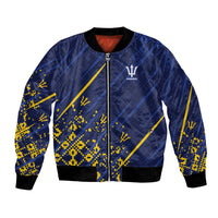 Caribbean Cricket Custom Barbados Bomber Jacket Blue Bajan Broken Trident
