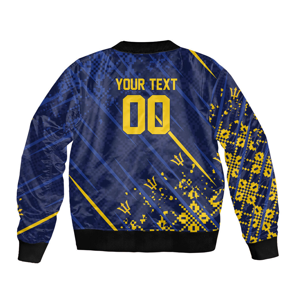 Caribbean Cricket Custom Barbados Bomber Jacket Blue Bajan Broken Trident
