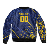 Caribbean Cricket Custom Barbados Bomber Jacket Blue Bajan Broken Trident