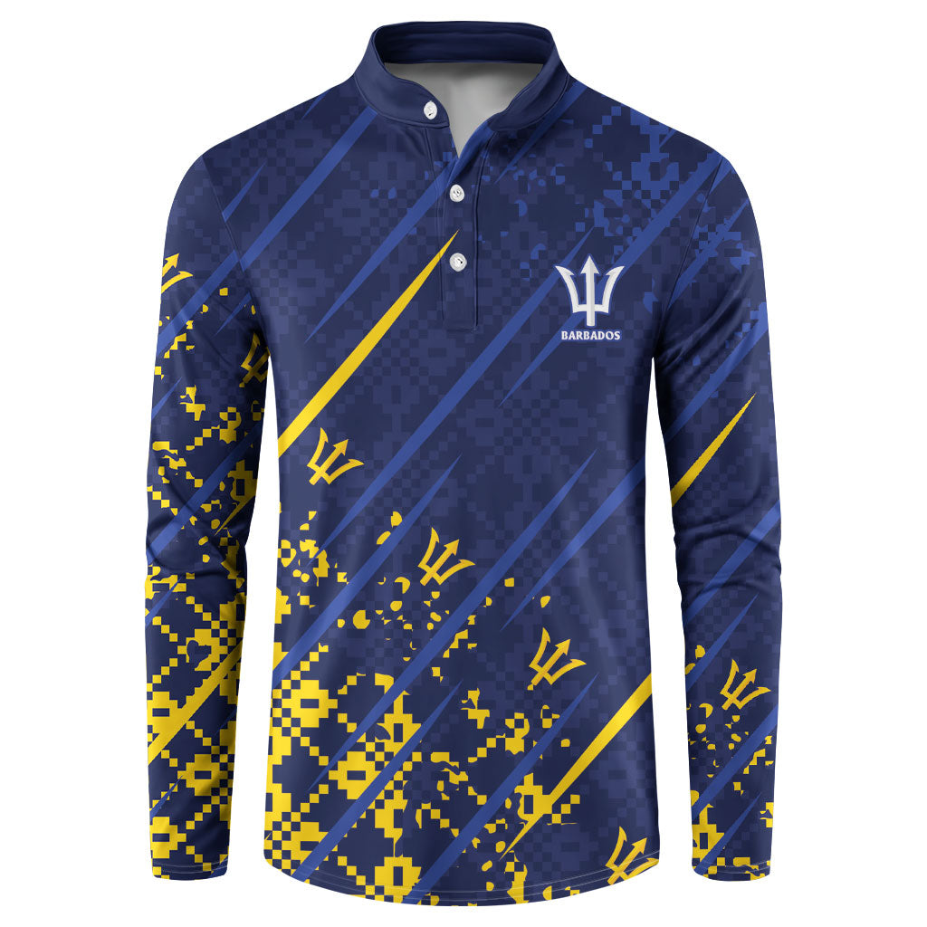 Caribbean Cricket Custom Barbados Button Sweatshirt Blue Bajan Broken Trident