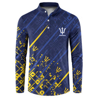 Caribbean Cricket Custom Barbados Button Sweatshirt Blue Bajan Broken Trident