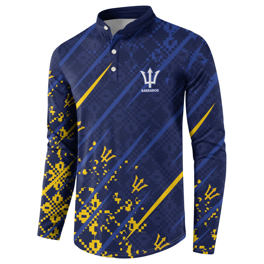 Caribbean Cricket Custom Barbados Button Sweatshirt Blue Bajan Broken Trident