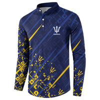 Caribbean Cricket Custom Barbados Button Sweatshirt Blue Bajan Broken Trident