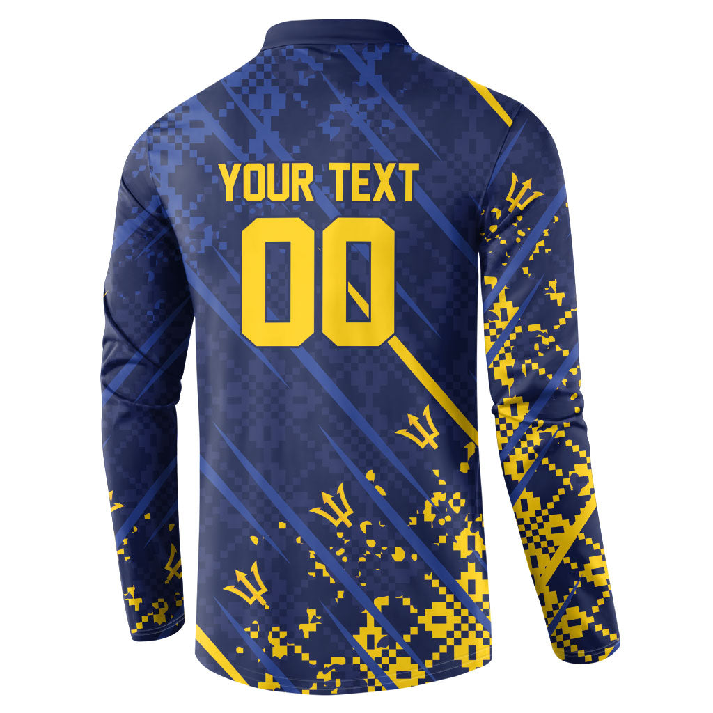 Caribbean Cricket Custom Barbados Button Sweatshirt Blue Bajan Broken Trident