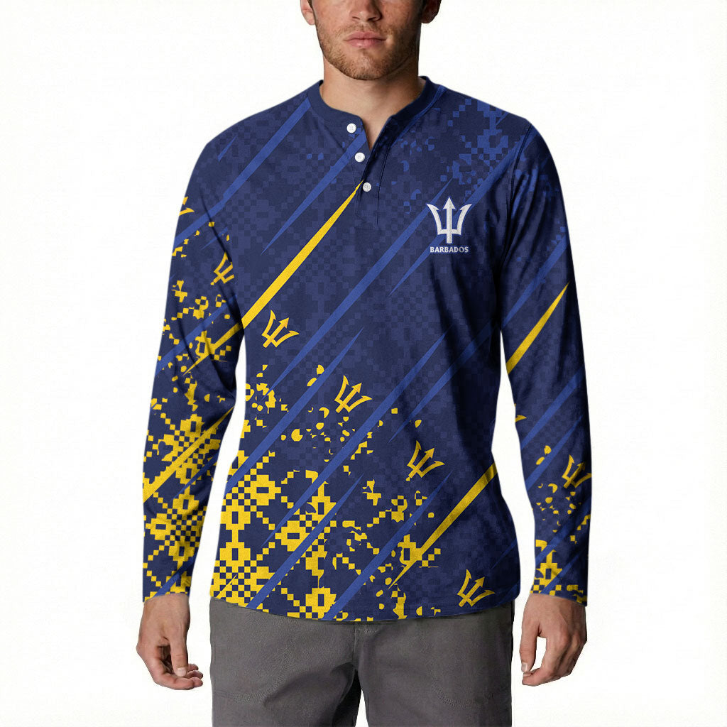 Caribbean Cricket Custom Barbados Button Sweatshirt Blue Bajan Broken Trident
