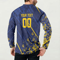 Caribbean Cricket Custom Barbados Button Sweatshirt Blue Bajan Broken Trident
