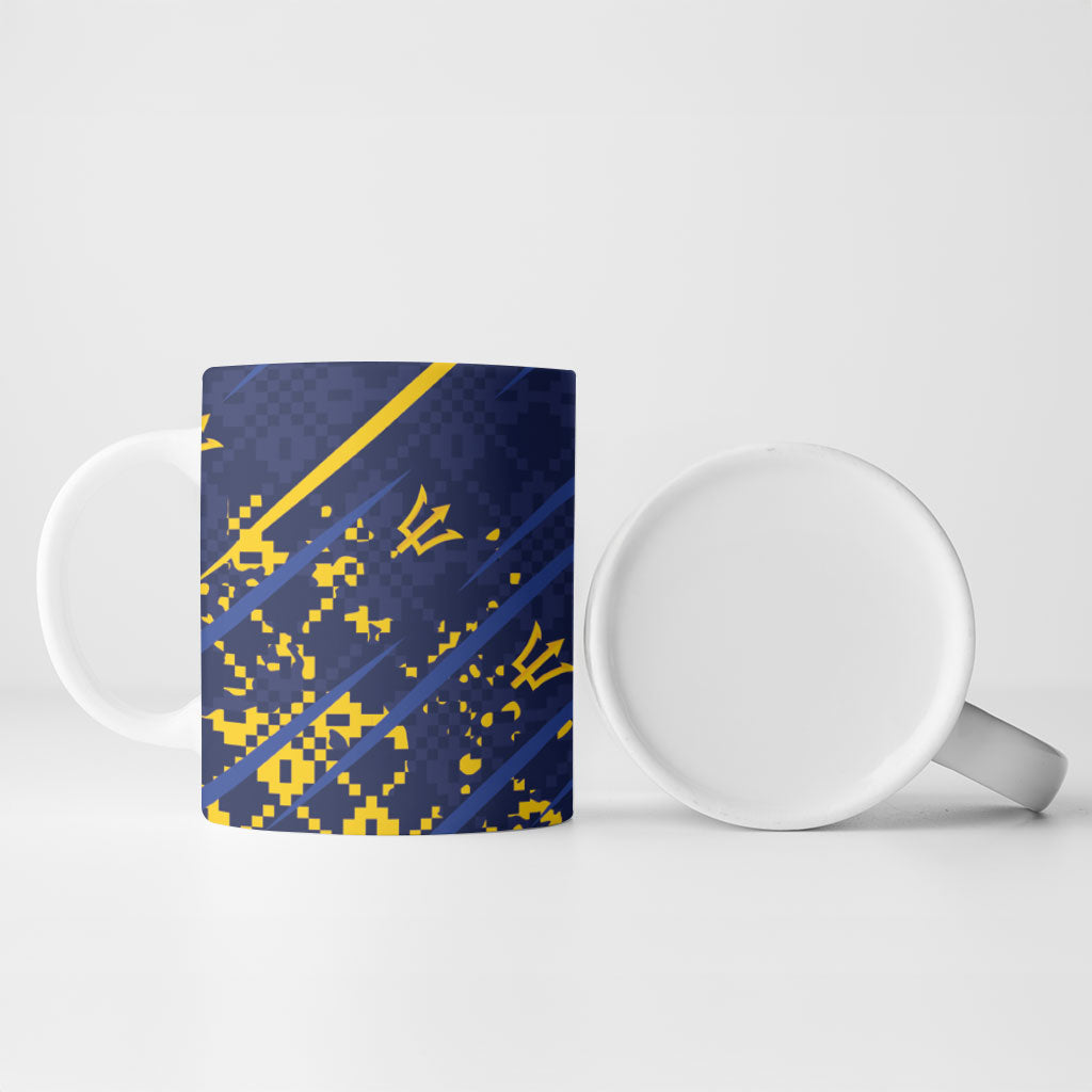 Caribbean Cricket Custom Barbados Ceramic Mug Blue Bajan Broken Trident