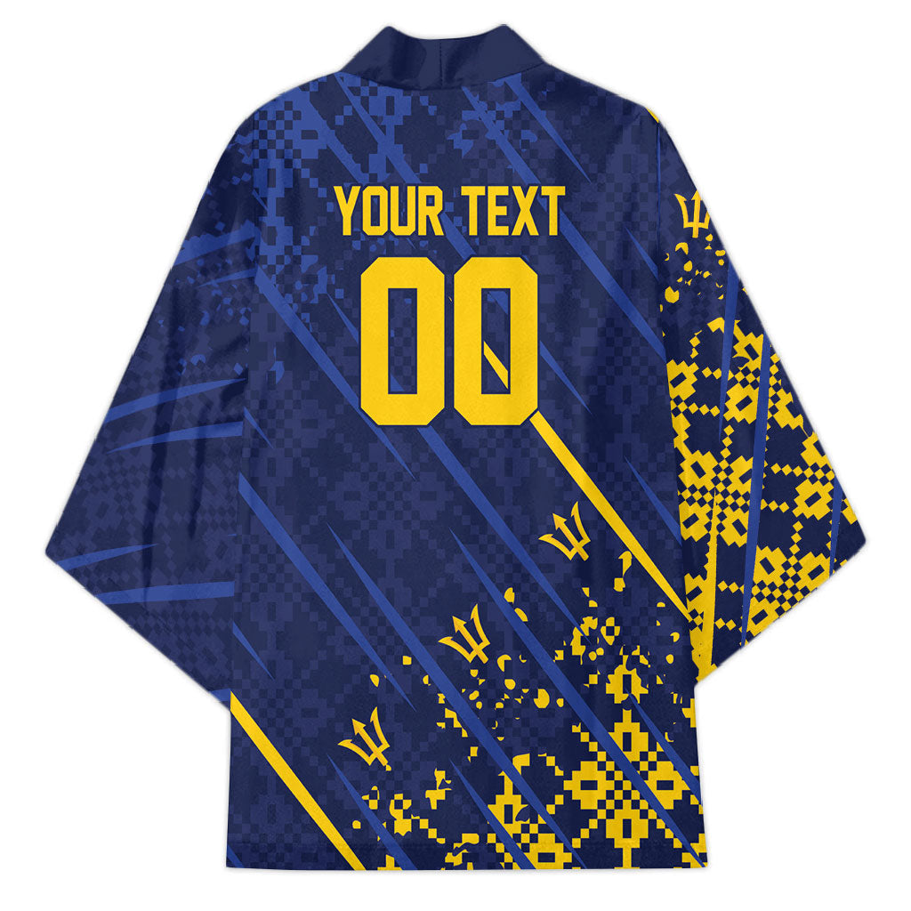 Caribbean Cricket Custom Barbados Kimono Blue Bajan Broken Trident
