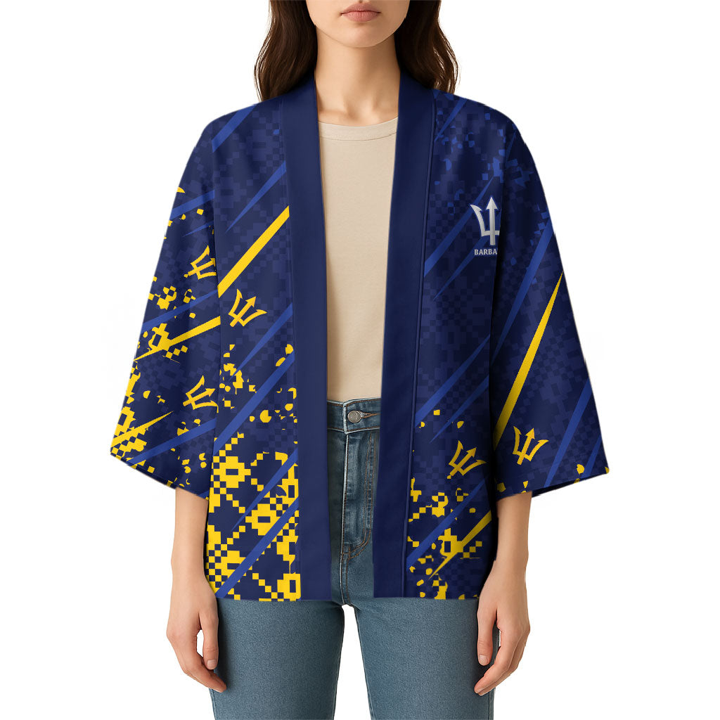 Caribbean Cricket Custom Barbados Kimono Blue Bajan Broken Trident