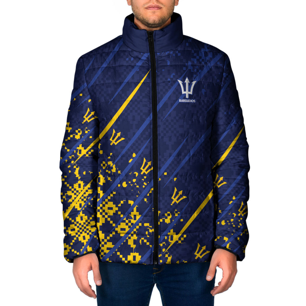 Caribbean Cricket Custom Barbados Padded Jacket Blue Bajan Broken Trident
