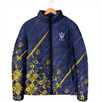 Caribbean Cricket Custom Barbados Padded Jacket Blue Bajan Broken Trident