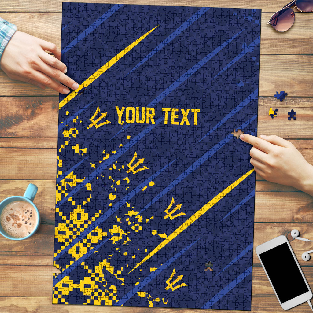 Caribbean Cricket Custom Barbados Puzzle Blue Bajan Broken Trident