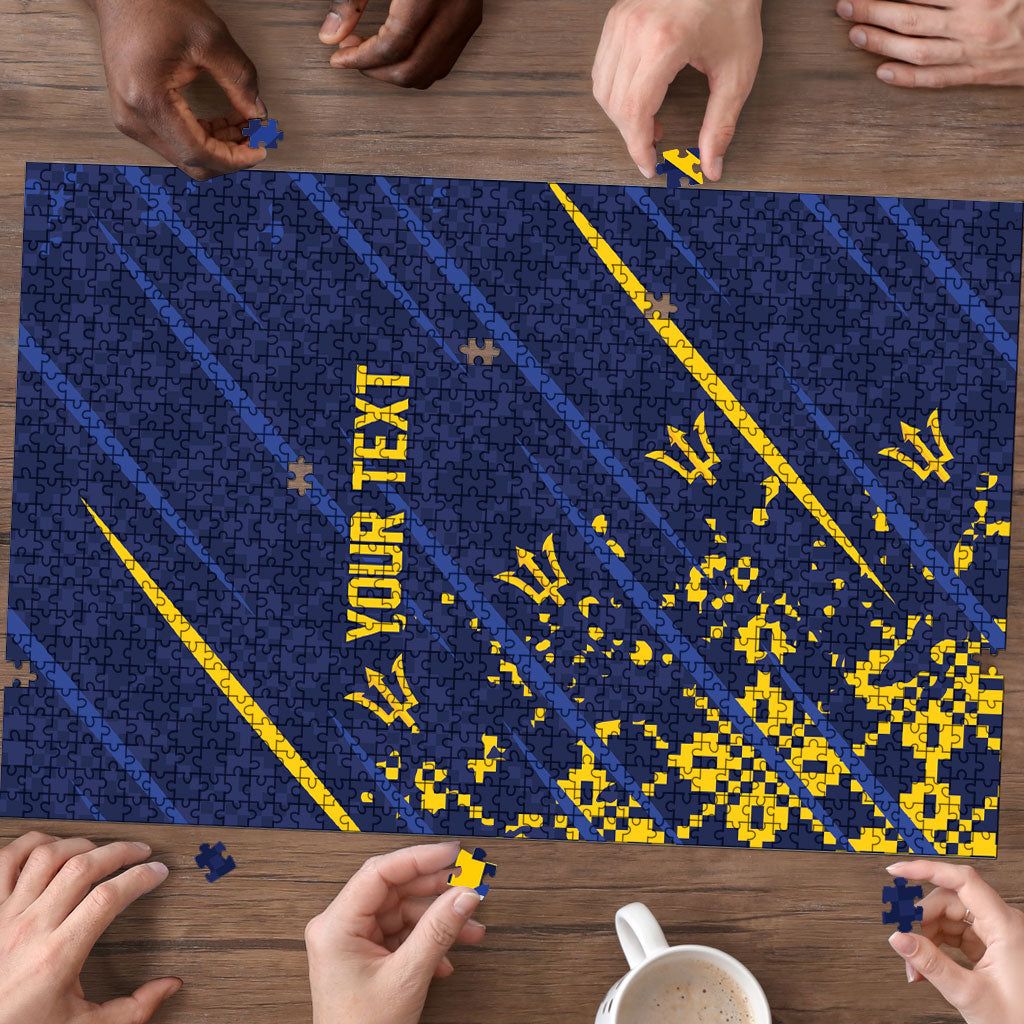 Caribbean Cricket Custom Barbados Puzzle Blue Bajan Broken Trident