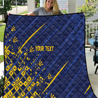 Caribbean Cricket Custom Barbados Quilt Blue Bajan Broken Trident