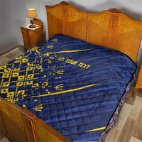 Caribbean Cricket Custom Barbados Quilt Blue Bajan Broken Trident