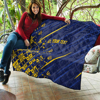 Caribbean Cricket Custom Barbados Quilt Blue Bajan Broken Trident