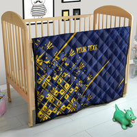 Caribbean Cricket Custom Barbados Quilt Blue Bajan Broken Trident