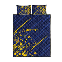 Caribbean Cricket Custom Barbados Quilt Bed Set Blue Bajan Broken Trident