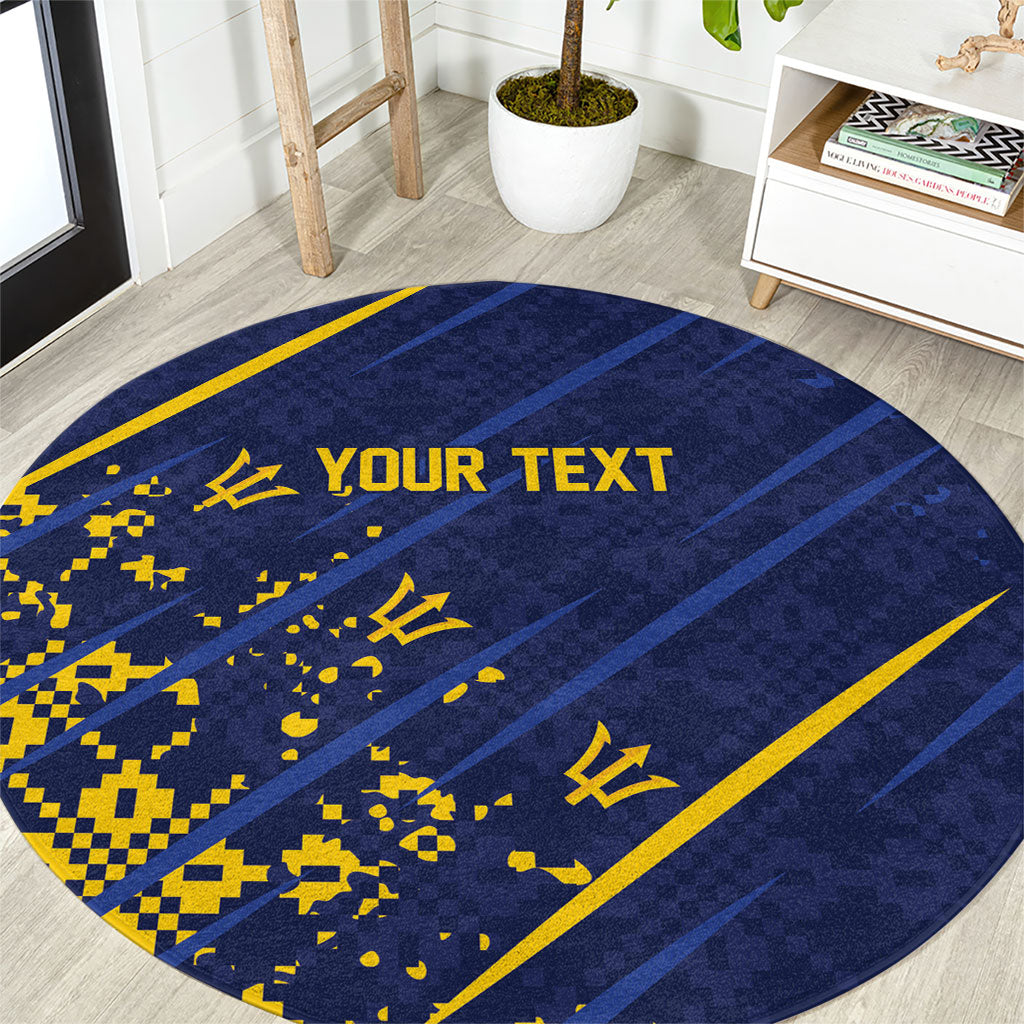 Caribbean Cricket Custom Barbados Round Carpet Blue Bajan Broken Trident