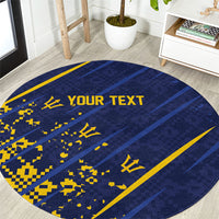 Caribbean Cricket Custom Barbados Round Carpet Blue Bajan Broken Trident