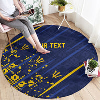 Caribbean Cricket Custom Barbados Round Carpet Blue Bajan Broken Trident
