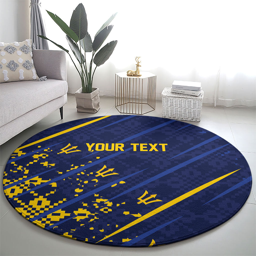 Caribbean Cricket Custom Barbados Round Carpet Blue Bajan Broken Trident