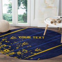 Caribbean Cricket Custom Barbados Round Carpet Blue Bajan Broken Trident
