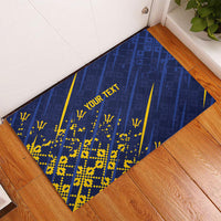 Caribbean Cricket Custom Barbados Rubber Doormat Blue Bajan Broken Trident