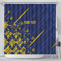 Caribbean Cricket Custom Barbados Shower Curtain Blue Bajan Broken Trident