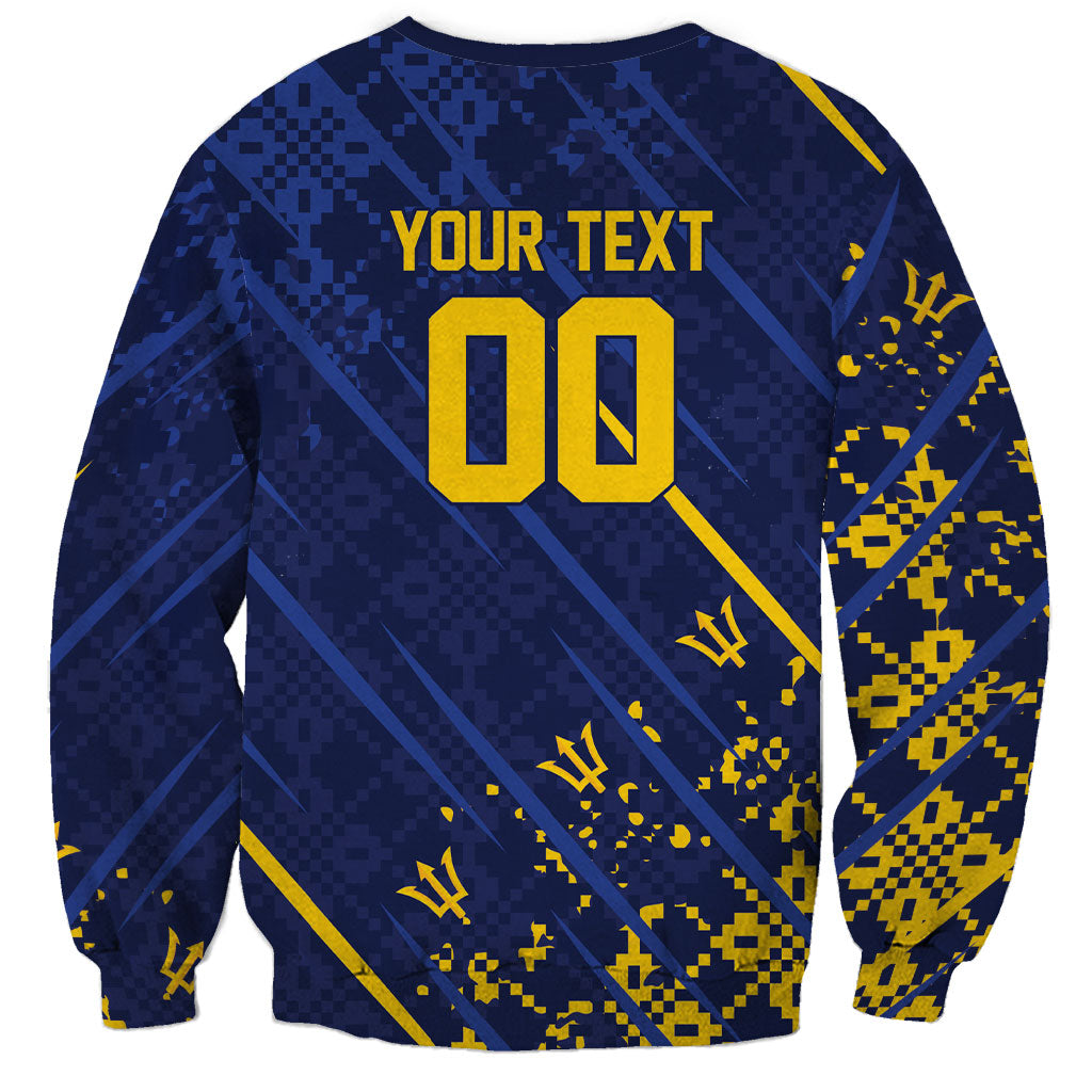 Caribbean Cricket Custom Barbados Sweatshirt Blue Bajan Broken Trident