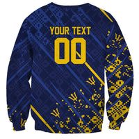 Caribbean Cricket Custom Barbados Sweatshirt Blue Bajan Broken Trident