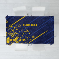Caribbean Cricket Custom Barbados Tablecloth Blue Bajan Broken Trident