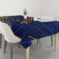 Caribbean Cricket Custom Barbados Tablecloth Blue Bajan Broken Trident