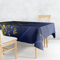 Caribbean Cricket Custom Barbados Tablecloth Blue Bajan Broken Trident